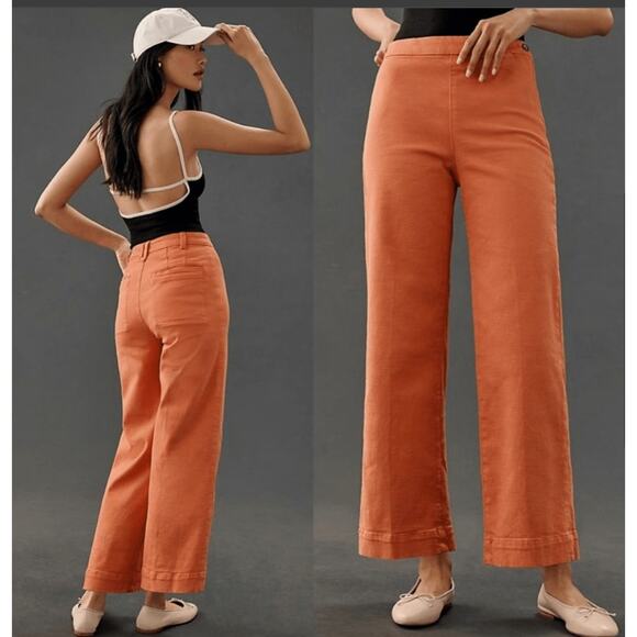 Pilcro The Skipper Side-Zip Crop Wide-Leg Jeans 28 waist NEW - Picture 1 of 3